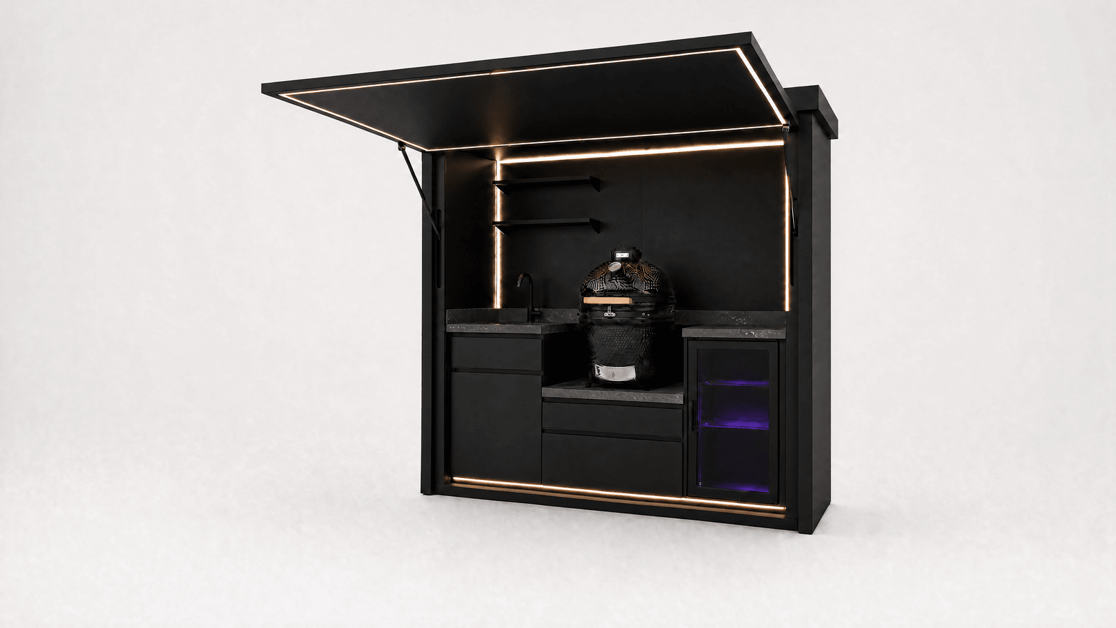 Mini pod with kamado setup in black finish